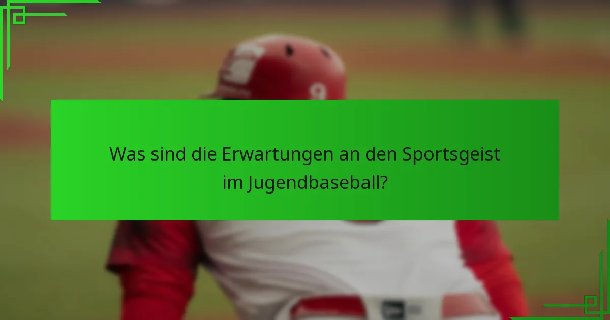 Was sind die Erwartungen an den Sportsgeist im Jugendbaseball?