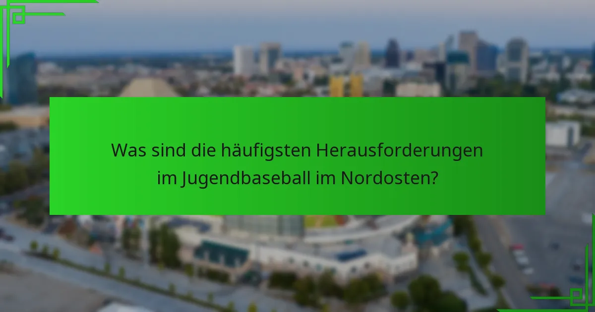 Was sind die häufigsten Herausforderungen im Jugendbaseball im Nordosten?