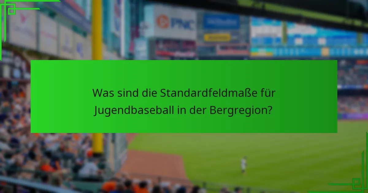 Was sind die Standardfeldmaße für Jugendbaseball in der Bergregion?