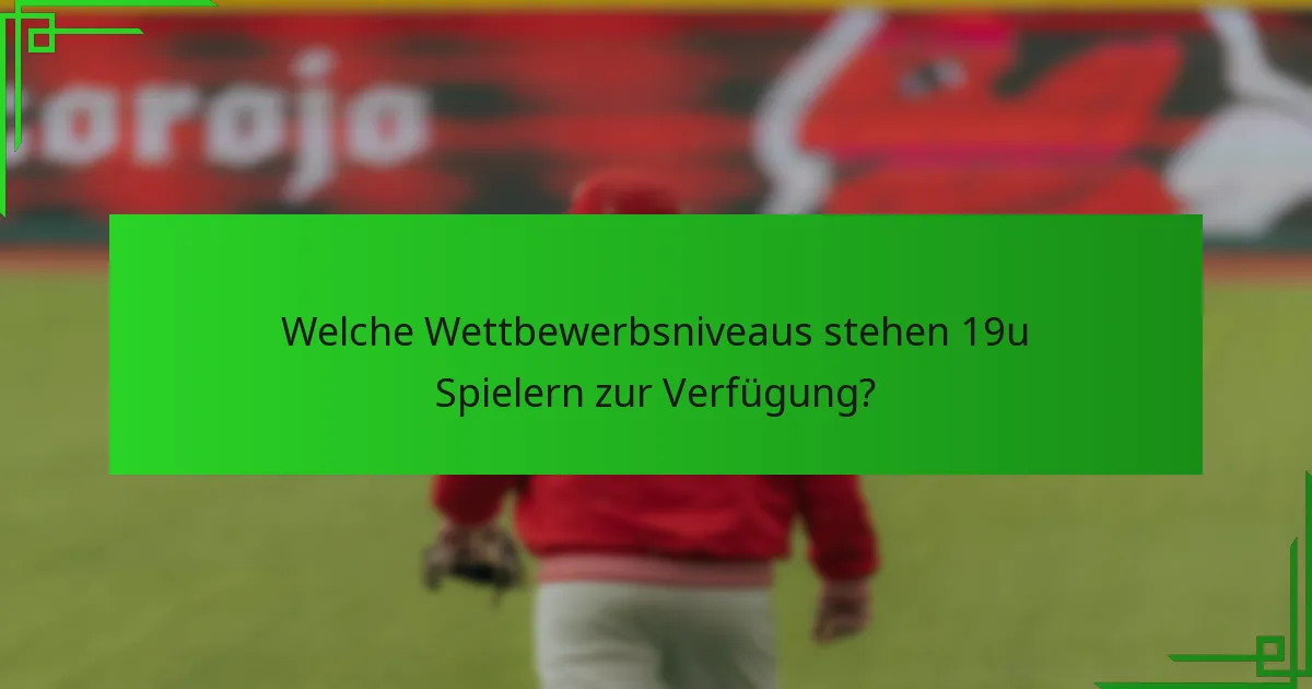 Welche Wettbewerbsniveaus stehen 19u Spielern zur Verfügung?