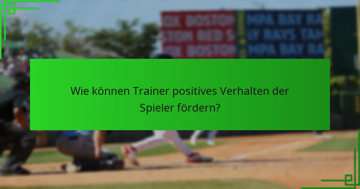 Wie können Trainer positives Verhalten der Spieler fördern?